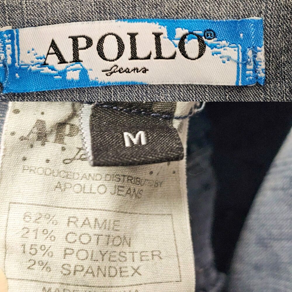 Vintage Apollo Denim Cropped Jacket Size M Y2K Embroidered Boho Blue Jean Shrug - Picture 6 of 8